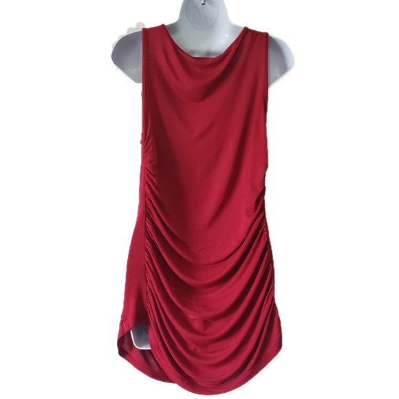Apostrophe Ladies Blouse Size Large Red Sleeveless Gathered Casual Party - Picture 3 of 10